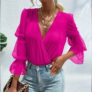 SHEIN sheer wrap bodysuit